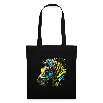 Zèbre coloré avec lunettes de soleil Graffiti Airbrush - Sac en tissu - noir - Devant