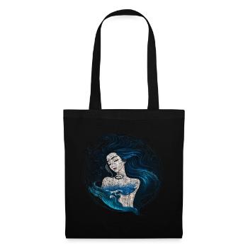 Femme sirène sirène usagée endormie - Sac en tissu - noir - Devant