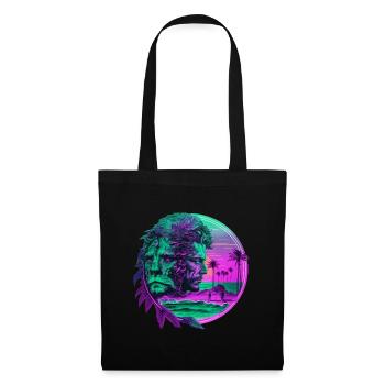 Zodiaque rétro Horoscope Lion - Sac en tissu - noir - Devant