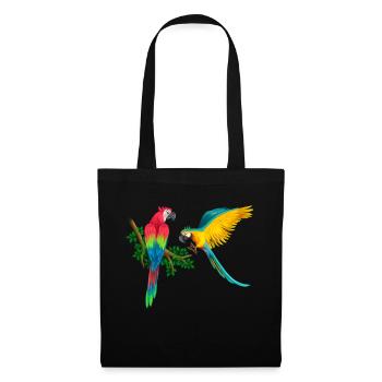 Macaw's parrot playing love and friendship on the branch - Tote Bag - black - Front