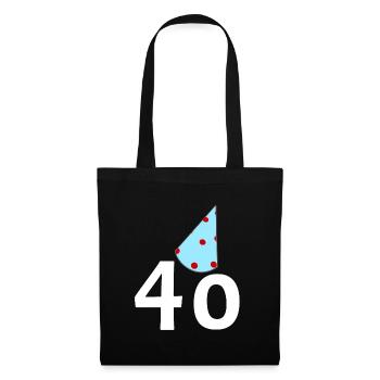 40 gratulieren, Geburstagshütchen - Stoffbeutel - Schwarz - Vorne