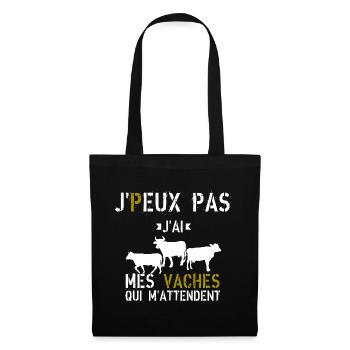 J Peux Pas J ai mes vaches qui m attendent - Sac en tissu - noir - Devant
