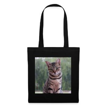 Katze Kätzchen Poster quadratisch Katzenposter - Stoffbeutel - Schwarz - Vorne