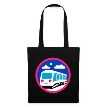 Locomotive, train, chemin de fer - Sac en tissu - noir - Devant