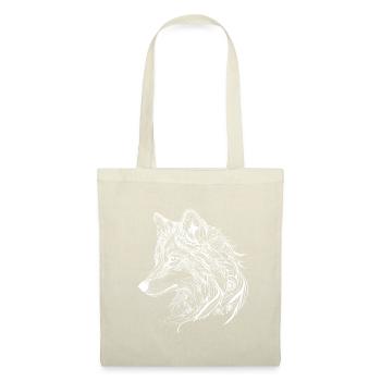 Mythischer Wolf mit Boho, Azteken Muster - Stoffbeutel - Natur - Vorne