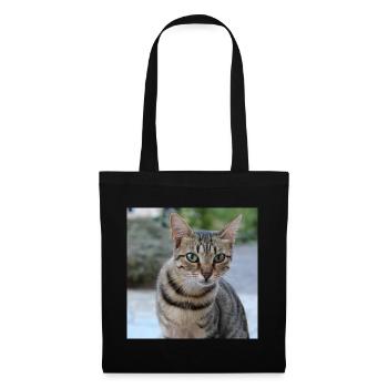 Katze Kätzchen Poster quadratisch Katzenposter - Stoffbeutel - Schwarz - Vorne