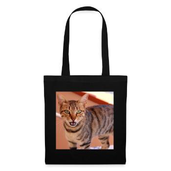 Katze Kätzchen Poster quadratisch Katzenposter - Stoffbeutel - Schwarz - Vorne
