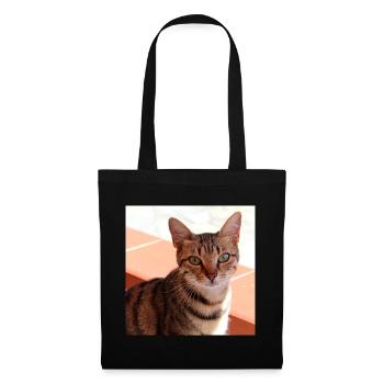 Katze Kätzchen Poster quadratisch Katzenposter - Stoffbeutel - Schwarz - Vorne
