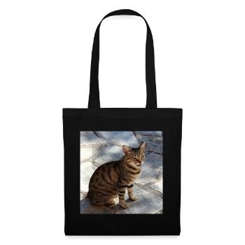Katze Kätzchen Poster quadratisch Katzenposter - Stoffbeutel - Schwarz - Vorne