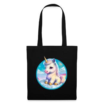 Bébé licorne assis dans les nuages - Sac en tissu - noir - Devant