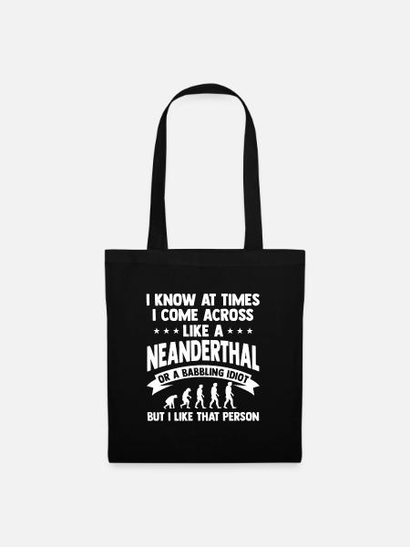 Neanderthal prehistoric paleoanthropology - Tote Bag - black