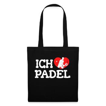Ich Liebe Padel Herz Statement Schläger Tennis - Stoffbeutel - Schwarz - Vorne