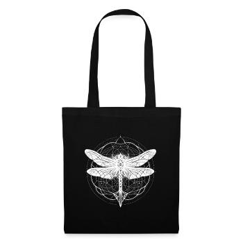 Dragonfly with white ornament - Sacred Geometry - Tote Bag - black - Front