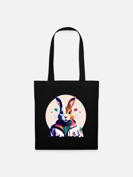 Hase, Osterhase - Stoffbeutel - Schwarz