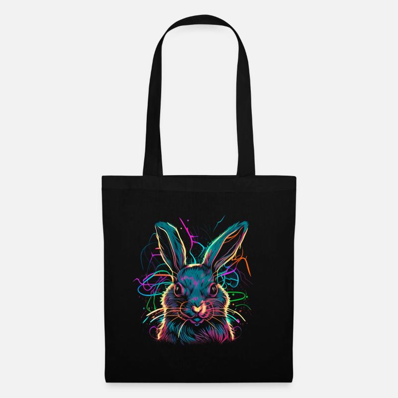 Süßer Osterhase Aquarell - Stoffbeutel - Schwarz