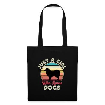 Finnischer Lapphund Hundeliebhaber Silhouette Retro Sonnenuntergang - Stoffbeutel - Schwarz - Vorne