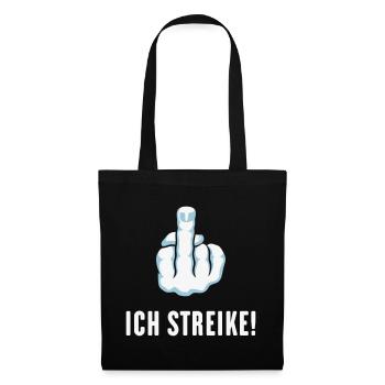 Stinkefinger – Ich Streike! (Streik Streikposten) - Stoffbeutel - Schwarz - Vorne