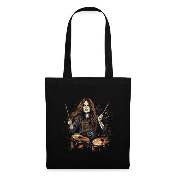Drummer Girl Woman - Stoffbeutel - Schwarz - Vorne