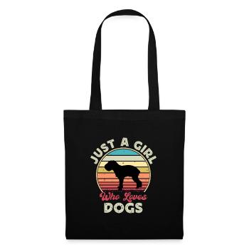 Griffon Bruxellois Silhouette Chien Rétro Coucher de soleil - Sac en tissu - noir - Devant