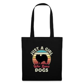 Indischer Spitz Hundeliebhaber Silhouette Vintage Sonnenuntergang - Stoffbeutel - Schwarz - Vorne