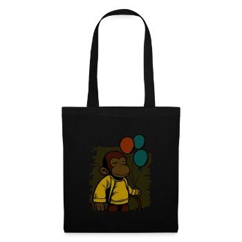 Monkey holds balloons birthday shirt - Tote Bag - black - Front