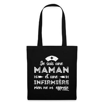 Maman et infirmière cadeau pour mère infirmiere - Sac en tissu - noir - Devant