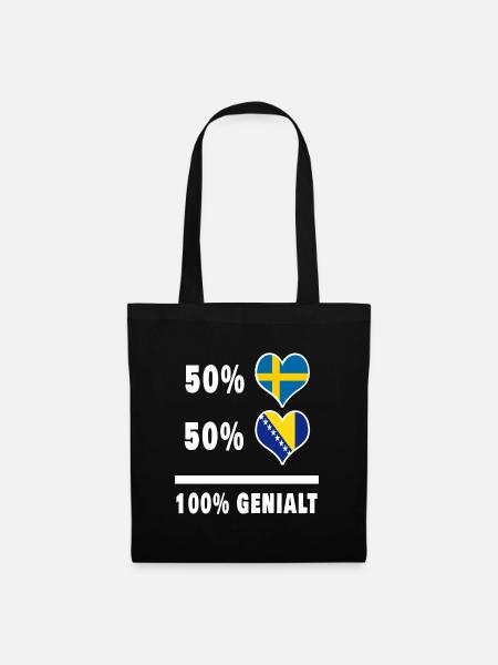 Bosnien och Sverige 100 % Genialt flagga - Tygväska - svart