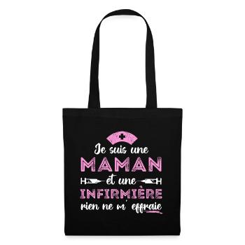 Maman et infirmière cadeau pour mère infirmiere - Sac en tissu - noir - Devant
