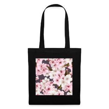 Realistic White Pink Cherry Blossom Pattern - Tote Bag - black - Front