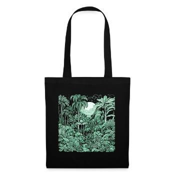 Jungle Motiv Hellgrün - Stoffbeutel - Schwarz - Vorne