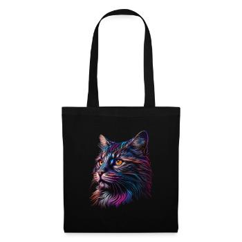 Superbe illustration colorée de portrait de chat - Sac en tissu - noir - Devant