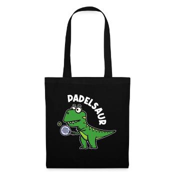 Dinosaurier Padel Spieler Ball Schläger Sportart - Stoffbeutel - Schwarz - Vorne