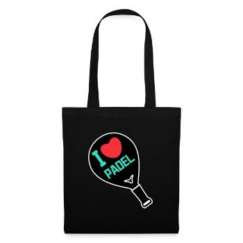 Schläger Spieler Herz Ich Liebe Padel Statement - Stoffbeutel - Schwarz - Vorne