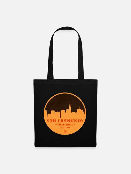 San Francisco Skyline Grafik in Orange - Stoffbeutel - Schwarz