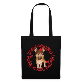 Cute German Shepherd, sloppy kisses - Tote Bag - black - Front