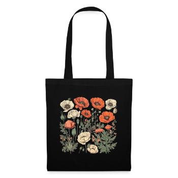 Beautiful Boho Poppy Herbarium Bouquet - Tote Bag - black - Front