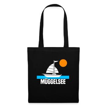 Müggelsee Segelboot Sonnenuntergang - Stoffbeutel - Schwarz - Vorne