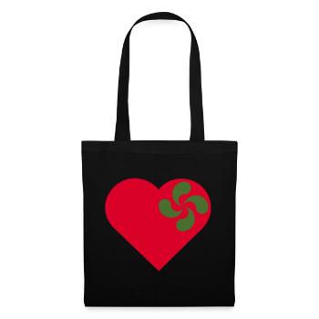 Amour du Pays-Basque. Coeur et lauburu. - Sac en tissu - noir - Devant
