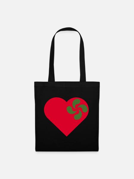 Amour du Pays-Basque. Coeur et lauburu. - Sac en tissu - noir