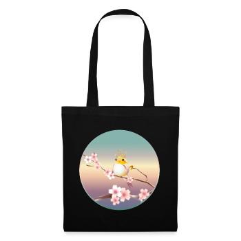 Canary with crown on cherry blossom branch - Tote Bag - black - Front