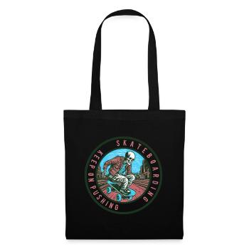 Skull Skeleton Skateboard Skater - Tote Bag - black - Front