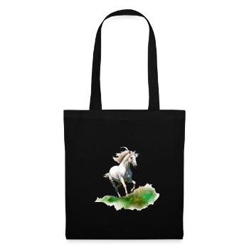 Cheval blanc style peinture réaliste dans un pré - Sac en tissu - noir - Devant