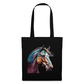 Idée passion chevaux cavalière aquarelle splash - Sac en tissu - noir - Devant