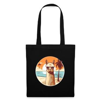Llama on the beach with sunglasses - Tote Bag - black - Front