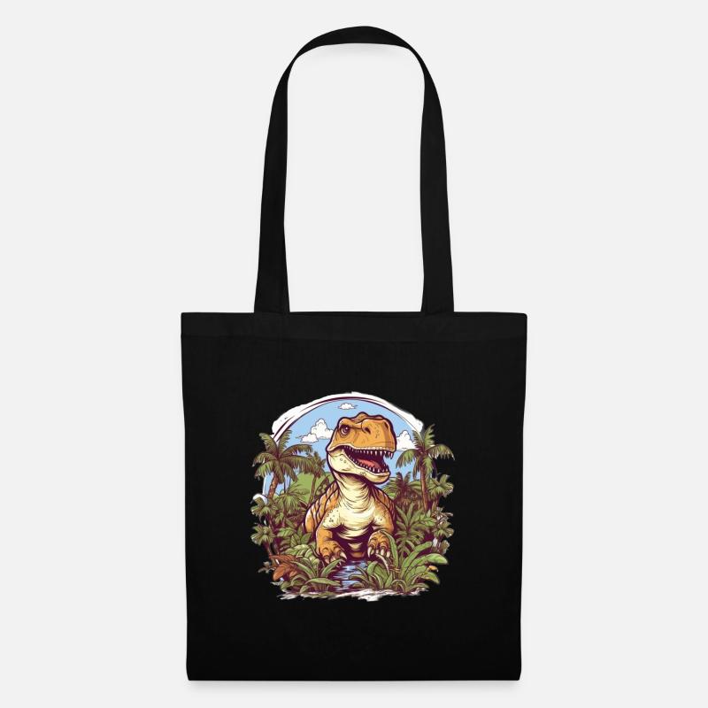 T-Rex Dessin animé Jungle - Sac en tissu - noir