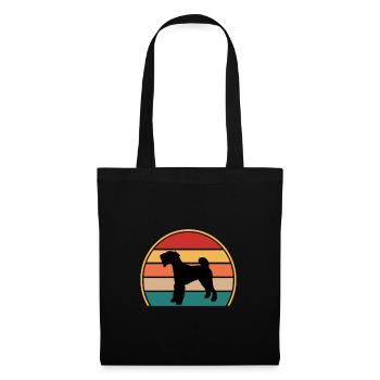 Airedale Terrier Hundeliebhaber Silhouette Retro Sonnenuntergang - Stoffbeutel - Schwarz - Vorne