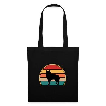 Alaskan Malamute Dog Lover Silhouette Retro Sunset - Sac en tissu - noir - Devant