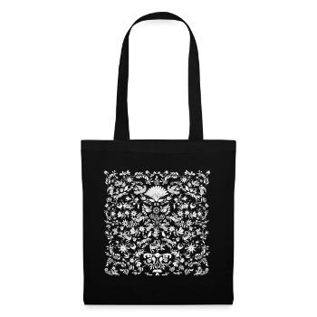 Blumenmuster Folklore Ornament Otomi - Stoffbeutel - Schwarz - Vorne