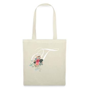 Lettre t fleuris - Sac en tissu - nature - Devant