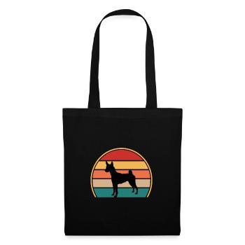 Basenji Hundeliebhaber Silhouette Vintage Sonnenuntergang - Stoffbeutel - Schwarz - Vorne